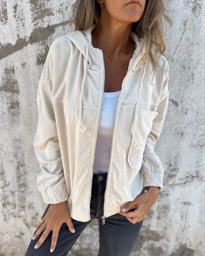 Ella | Cord-Kapuzenjacke com Reißverschluss