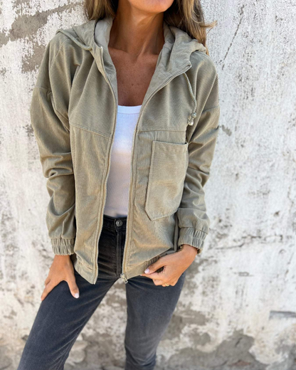 Ella | Cord-Kapuzenjacke com Reißverschluss