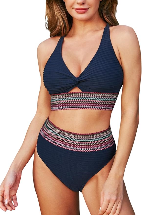 Valera | Eleganter Bauchweg-Bikini mit Wellen-Akzent