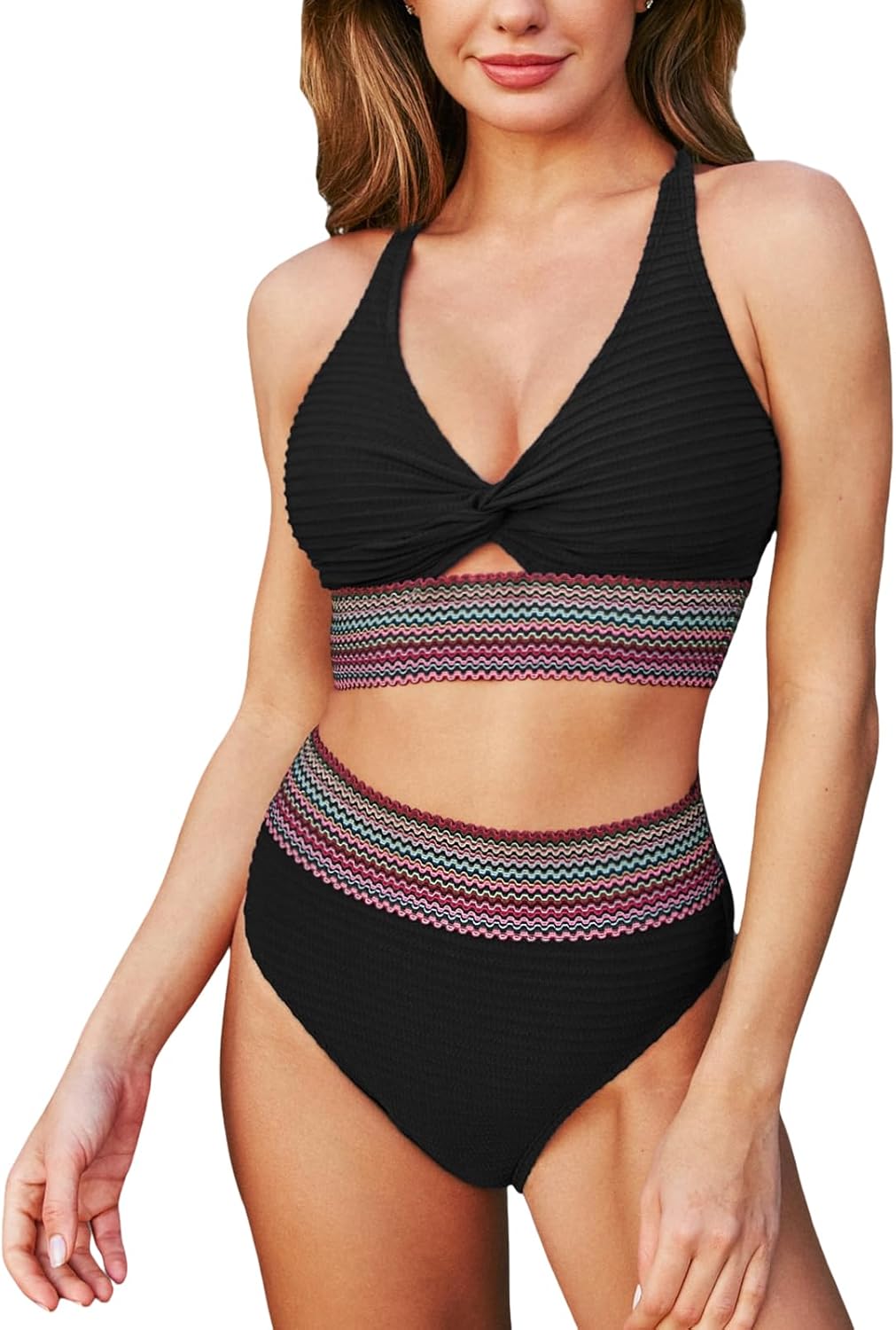 Valera | Eleganter Bauchweg-Bikini mit Wellen-Akzent